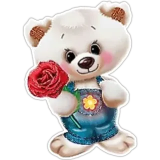 🌹 teddy bear, rose, flower, cute, toy, animal whatsapp sticker