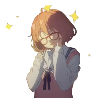 ✨ anime, girl, cute, sparkles, glasses whatsapp sticker