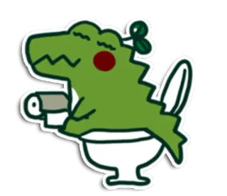 🐊 alligator, toilette, dessin animé, autocollant, mignon telegram sticker