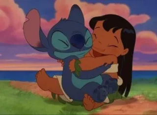 ❤️ Stitch Lilo & Stitch Стич, Лило, объятия, Дисней, мультфильм, дружба telegram sticker