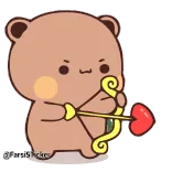 ❤ urso, amor, fofo, arqueiro, desenho animado telegram sticker