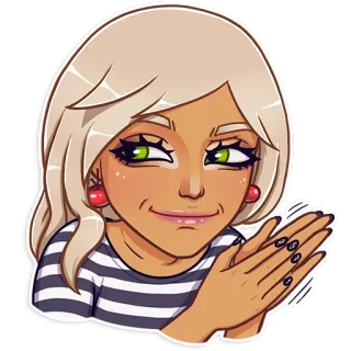 😏 wanita, bertepuk tangan, stiker, ilustrasi telegram sticker