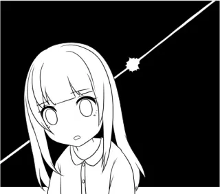 ❗ Anime, Chica, Manga, Lindo, Blanco y negro telegram sticker