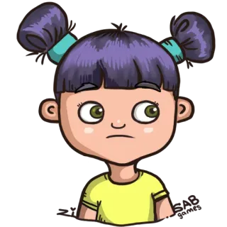 😳 dessin animé, fille, enfant, illustration, personnage whatsapp sticker