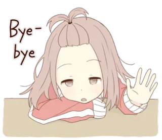 🖐 Bye-bye Anime, Addio, Salutando, Carino, Commiato, Cartone animato telegram sticker