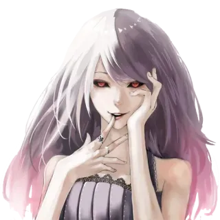 😈 Аниме, Девушка, Волосы, Красные глаза, Готика, Портрет telegram sticker