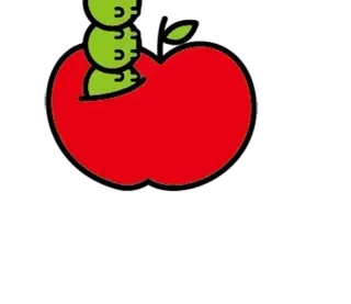 🙃 apel, cacing, buah, kartun, alam, makanan telegram sticker