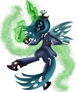 🔪 Queen Chrysalis My Little Pony Pônei, Metamorfo, Terno, Magia, Verde, Fanart telegram sticker