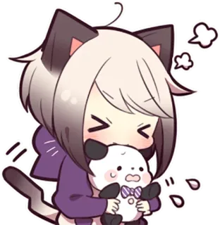 😤 Anime, Dessin animé, Mignon, Fille chat, Panda, Kawaii whatsapp sticker