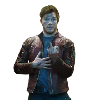 🖕 Star-Lord Guardians of the Galaxy Star-Lord, Chris Pratt, dedo corazón, gesto ofensivo, Marvel, superhéroe, película, personaje whatsapp sticker