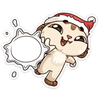 🙃 gato, inverno, gorro de Papai Noel, bola de neve, desenho animado, festivo telegram sticker