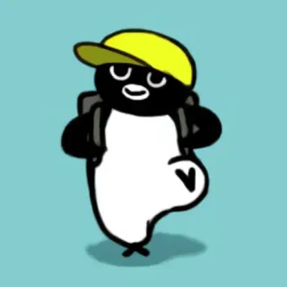 👦 pingouin, dessin animé, sac à dos, chapeau telegram sticker