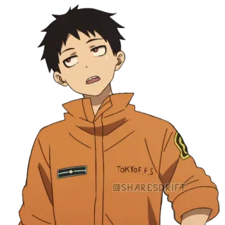 🙄 TOKYO F.S anime, pompiere, divisa arancione, personaggio dei cartoni animati telegram sticker