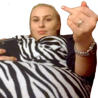 🖕 가운데 손가락, 모욕적인 몸짓, 불쾌한, 여자, 얼룩말 무늬, 몸짓 whatsapp sticker
