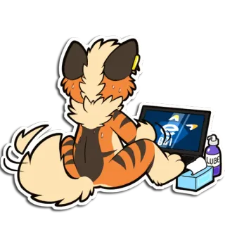 😍 LUBE furry, laptop, computer, lube, tissue, anthropomorphic, cartoon, internet telegram sticker