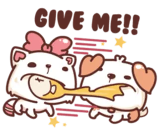😋 GIVE ME NOW! 고양이, 개, 싸움, 만화, 귀여운, 동물 telegram sticker