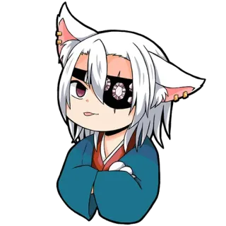 💎 Anime, Manga, Chibi, Orecchie da gatto, Benda sull'occhio, Carino telegram sticker