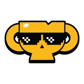 😎 pixel, óculos de sol, amarelo, caveira, digital, legal whatsapp sticker