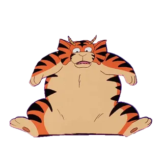 🐯 การ์ตูน, เสือ, สัตว์, ตลก, สีส้ม, ลาย, นั่ง telegram sticker