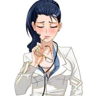 😊 médico, óculos, anime, mulher, jaleco telegram sticker