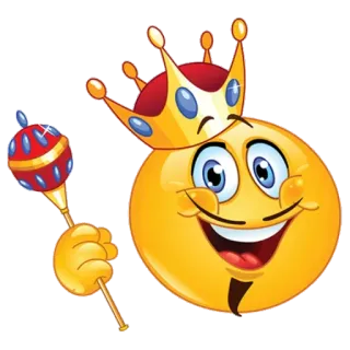 👑 Emoji, Roi, Couronne, Sceptre, Royal, Dessin animé whatsapp sticker