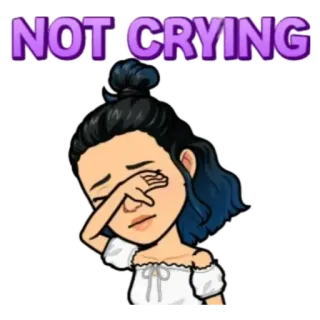 😩 NOT CRYING плач, грустный, эмоциональный, мультик, лицо telegram sticker