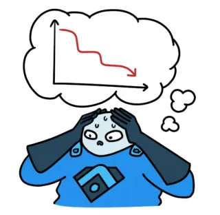 📉 stress, graphique, échec, déclin, problème, économie whatsapp sticker