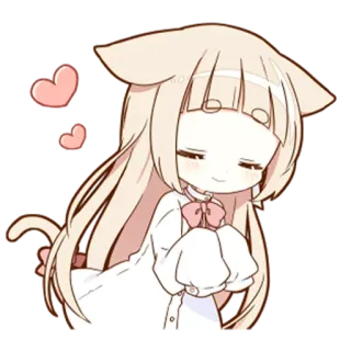 🙆 anime, cat, kawaii, cute, hearts, girl telegram sticker