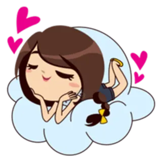 💕 Cartoon, Mädchen, Wolke, Liebe, Herzen, Süß, Frau, Entspannung telegram sticker