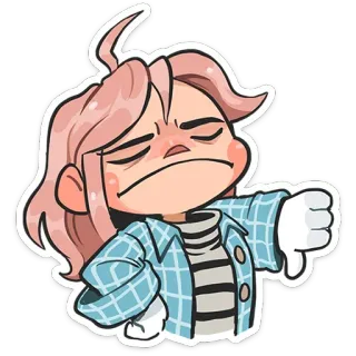 👎 Cartoon, Daumen Runter, Missfallen, Negativ, Figur, Illustration, Sticker telegram sticker