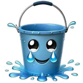 🥹 xô, nước, khóc, buồn, hoạt hình, cảm xúc, xanh dương whatsapp sticker