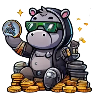 💫 カバ, バイク, コイン, 漫画, サングラス telegram sticker