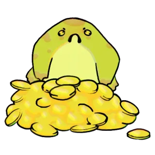 💰 frosch, münzen, geld, schatz, gold, reichtum, cartoon telegram sticker