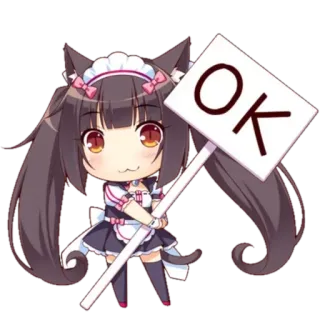 👍 OK Anime, Ragazza Gatto, Chibi, Carino, Ok telegram sticker