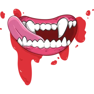 🍦 แวมไพร์, ปาก, ฟัน, เขี้ยว, ลิ้น, การ์ตูน, สีแดง, สัตว์ประหลาด telegram sticker