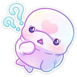 ❓ carino, kawaii, sticker, cartone animato, domanda, pensando telegram sticker