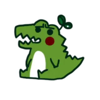 😒 Hoạt hình, Xanh lá, Cá sấu, Động vật, Nhãn dán telegram sticker