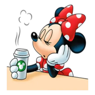 ☕ Minnie Mouse cartoon, mouse, disney, coffee, sleepy whatsapp sticker