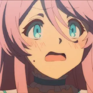 😳 アニメ, 女の子, ピンク髪, 青い目, 衝撃 telegram sticker