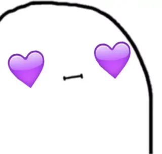 💜 глаза-сердечки, милый, мультик, стикер, эмодзи telegram sticker