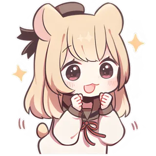 🥳 애니메이션, 귀여운, 카와이, 소녀, 만화, 치비, 곰 telegram sticker