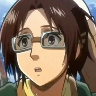 🦦 Hanji Zoe Attack on Titan Animé, Personnage, Lunettes, Scientifique telegram sticker