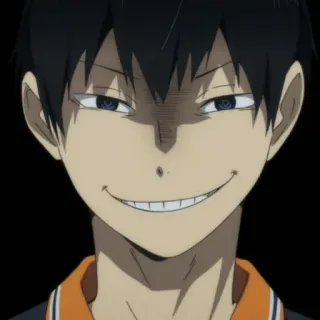 😏 Tobio Kageyama Haikyuu!! Anime, Haikyuu, Kageyama, Volleyball, verschmitztes Lächeln telegram sticker