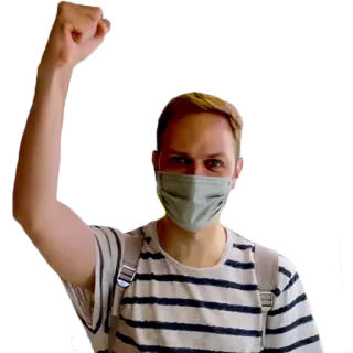 ✊ mężczyzna, maska, pięść, portret, osoba, podniesiona pięść telegram sticker