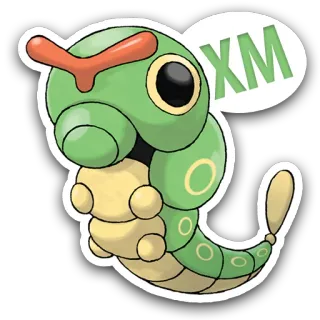 🤔 Caterpie Pokemon XM Raupy, Pokémon, Käfer, Niedlich, Cartoon, Grün telegram sticker