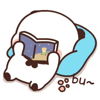 ✨ bu~ 귀여운, 독서, 만화, 곰, 동물, 책, 게으른 whatsapp sticker