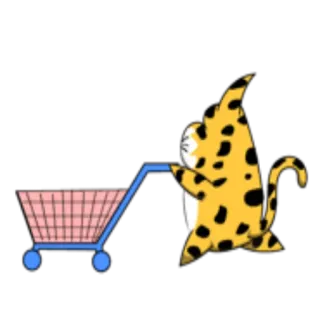 🛒 macan tutul, keranjang belanja, binatang, kartun, belanja telegram sticker
