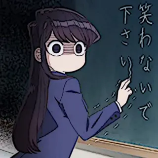 🧬 Komi Shouko Komi Can't Communicate 笑わないいでください
下さいり Komi cherche ses mots, Anime, Manga, Komi Shouko, Tableau noir, Nerveux, Dessin animé whatsapp sticker