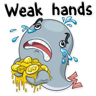 🐣 Weak hands schwach, Hände, weinen, Verlierer, Finanzen, Geld telegram sticker