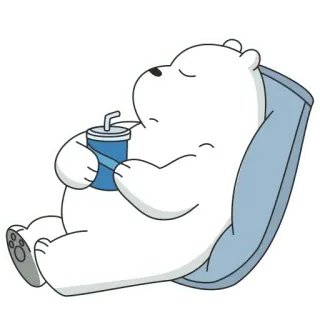 🥤 Ice Bear We Bare Bears Ice Bear, Мы обычные медведи, белый медведь, мультфильм, расслабление, спящий, отдых whatsapp sticker